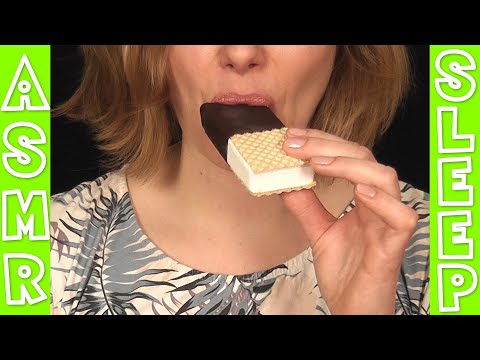 ASMR ice cream eating sounds / intense / vanilla ice with chocolate frosting and wafers