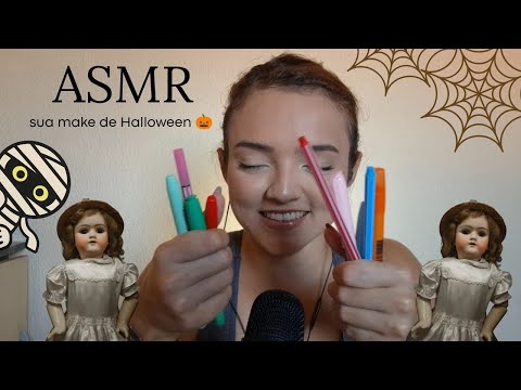 ASMR make de halloween com itens de papelaria🎃 