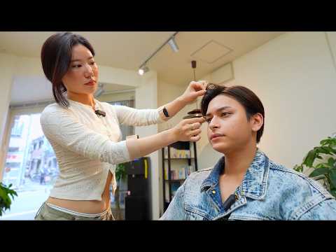 💈(ASMR) Cute Japanese Female Barber Ayumi Gave Him Haircut, Shave and Relaxing Shampoo