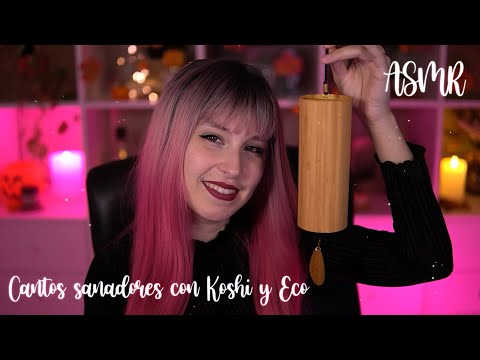 ASMR | Cantos sanadores con mouth sounds, eco y campanita (koshi) | BlueYeti