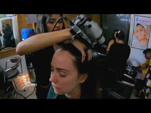 Masaje indio a máquina con Vapor de Ozono y Lavado de Cabello  ♨💦  *100% sonidos de ambiente ASMR*