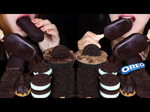 ASMR MINI MINT CHOCOLATE ICE CREAM SANDWICHES, OREO MOUSSE CAKES, CUSTARD ECLAIRS, CHOCO BROWNIES 먹방