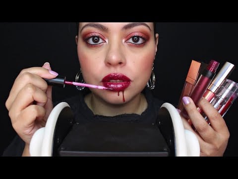 INTENSE LIP GLOSS APPLICATION - MOUTH SOUNDS, PUMPING & KISSES ASMR