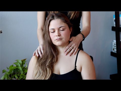 ASMR | Back scratch, hair play & chest tickling ft. Chels ASMR