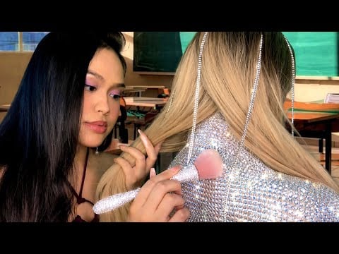 ASMR Girl In Class Scratches Your BEDAZZLED Back + Plays W/ Your Hair (Your Back Is DIAMONDS) RP