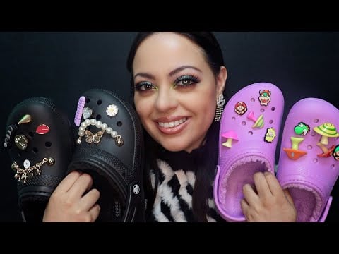 ASMR| Decorate my Crocs with Me! Over Explaining Charms  (Tapping, Crinkles, Jingling, Gum Chewing)