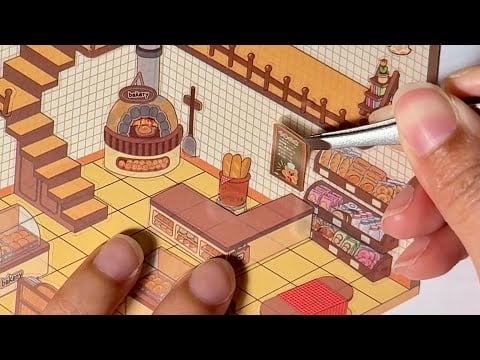 ASMR 3D Sticker Scene diy Toast bear bakery ฟังเสียงติดสติกเกอร์แต่งร้านเบเกอรี่ฟรินๆ~