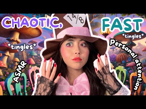 Chaotic Mad Hatter ASMR: Fast Personal Attention, Invisible Clips, Sketching & Layered Sounds 🧁💐🎩