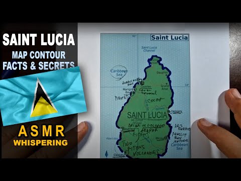 ASMR: Map of SAINT LUCIA ISLAND tracing with facts | ASMR maps and facts