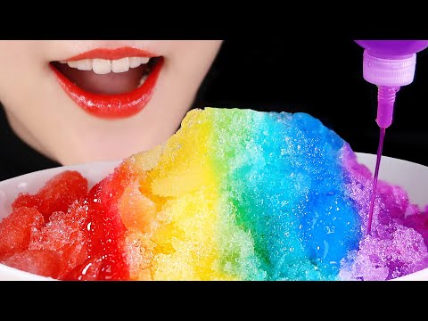 RAINBOW SHAVE ICE ASMR ICE EATING SOUND 🌈