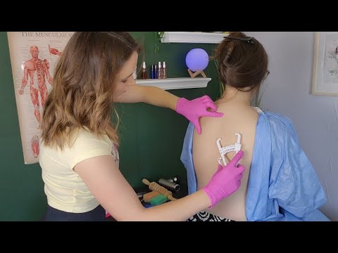 ASMR Real Person Back Exam & Scalp Inspection (Spine Exam) Relaxing Back Massage for PAIN Relief
