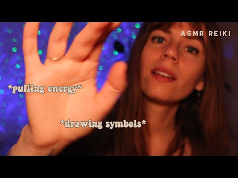 ASMR REIKI balancing your chakras, plucking negative energy & drawing symbols ~ crystal healing