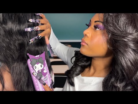 The Girl Obsessed With Kuromi Sits Next to You in Class 💄 Hair Play, Back Scratches, Makeup