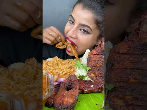 ASMR Eating Spicy Whole Fish Fry,Curry,Fried King Fish Fry Masala,Rice Big Bites ASMR Eating Mukbang