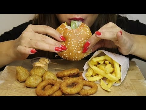 ASMR BURGERKING CRISPY CHICKEN / ONION RINGS / CHILI CHEESE / FRIES / no talking / CREMA ASMR #asmr