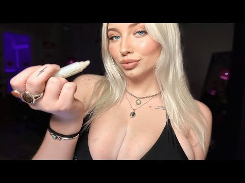 Up Close Sticky Lipgloss Application (lip smacking + slow tingly kisses)