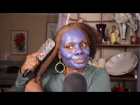 HAIR ROUTINE ASMR TRYING BLUE GLITTER PEEL MASK