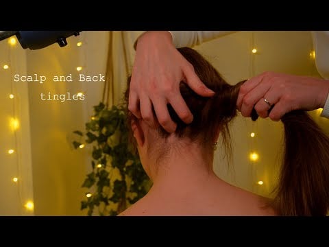 ASMR scratching on scalp and back + gloved inspection and smooth brushing - No talking