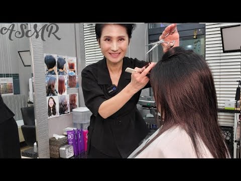 미용실 ASMR  숱많은 모발 양감처리 (틴닝)   Thick hair volume treatment (thinning)/Korean hair salon