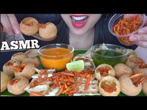ASMR GOLGAPPY + FRIED CHILI (CRUNCHY EATING SOUNDS) NO TALKING | SAS-ASMR