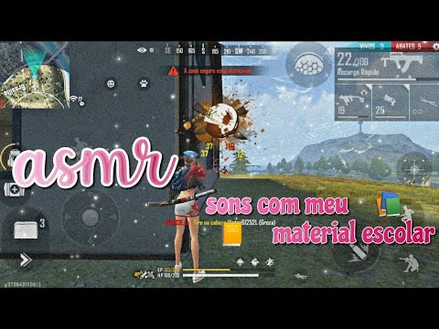 ASMR FF - JOGANDO SOLO RANQUEADA 🔥 SONS COM MEU MATERIAL ESCOLAR