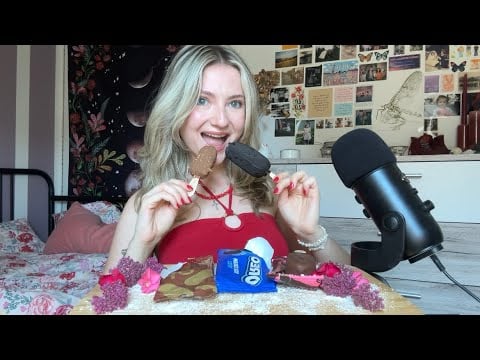 ASMR | eating ice cream bars (soft and crunchy eating sounds) | whispers