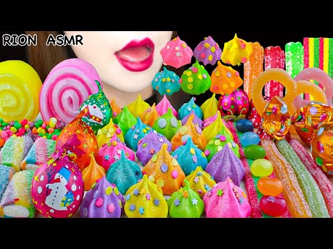 【ASMR】FROZEN JELLY ROLL-UPS,ROPE GUMMY, SPRINKLE MERINGUE COOKIE MUKBANG 먹방 EATING SOUNDS