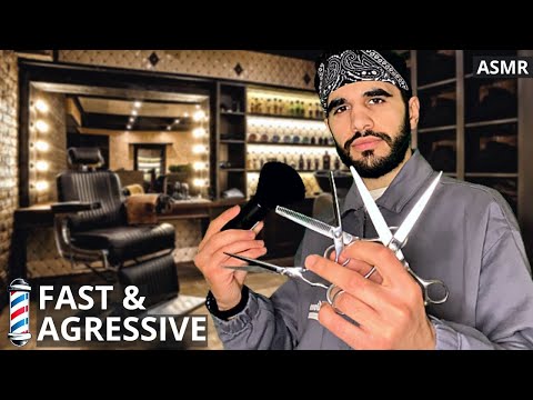 ULTRA FAST ASMR BARBER - Only Scissors ASMR Haircut No Talking. ASMR Barber Shop