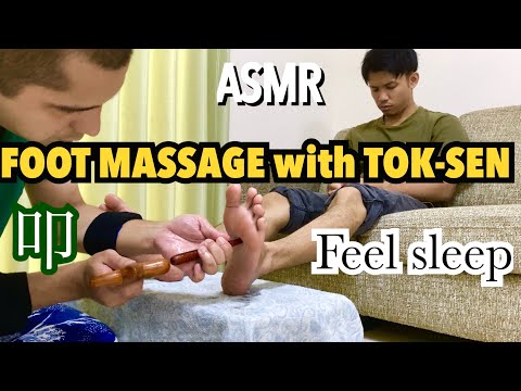 【ASMR】Foot Massage with Tok-Sen/finger pressure, hitting and rubbing