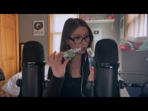 ASMR close your eyes & relax ☁️🩵🌱🎧 whispers, skincare, hand sounds, tapping, book sounds
