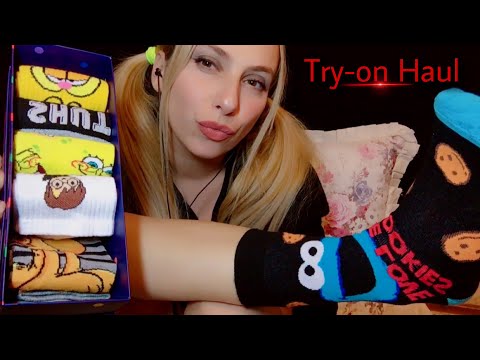 Türkçe asmr scratching / Çorap deneme 🧦 Try-on haul / Yeni çoraplarım çok şirinler 🥰