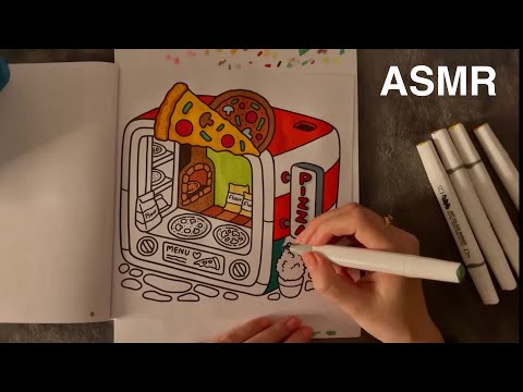 😴 ASMR  - 🖊️📕Painting with markers in my Coloring Book - Clicky Whispers