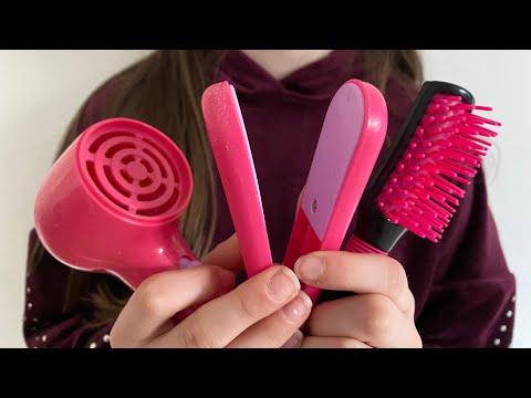 ASMR Bestie does your hair | blow drying, hair brushing + hair straightening