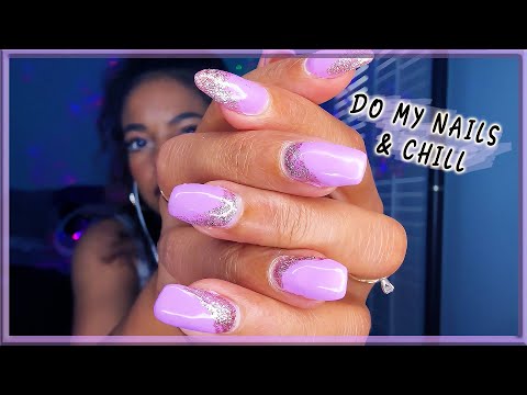 HOW I DO MY NAILS AT HOME 💅🏽 Hard Gel Overlay ✨ Do My Nails With Me (Chill, Relax) ✨ASMR