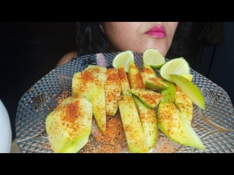 ASMR Comiendo mango 🥭 verde con tajin y limón 🍋