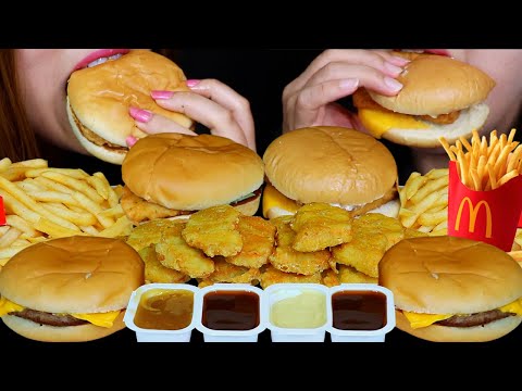 ASMR MCDONALD'S FEAST! CHEESEBURGERS, CHICKEN MCNUGGETS, FRIES, MCCHICKEN, FILET O FISH *BIG BITES*