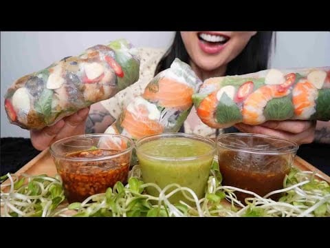 GIANT SALAD ROLL (SMOKED SALMON, SHRIMP, SABA) ASMR EATING SOUNDS | NO TALKING | SAS-ASMR