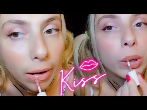 Türkçe asmr | Lipgloss 💄 Application - Up Close | Mouth Sounds | Lip smacking / Twins asmr