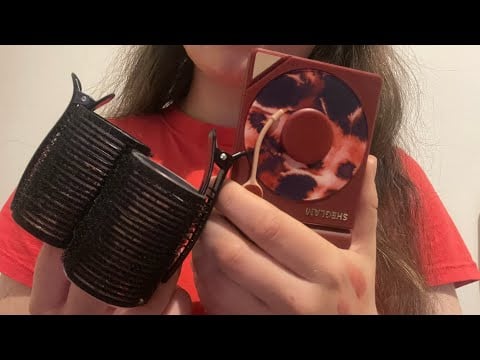 ASMR curling your hair with Velcro rollers & doing your makeup 💄🥰 - no talking roleplay 
