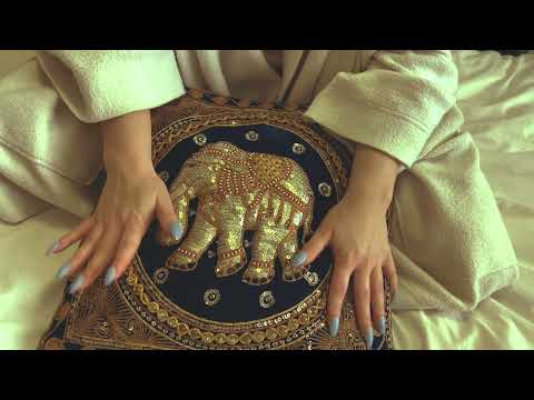 ASMR boho pillow tapping and tracing | no talking