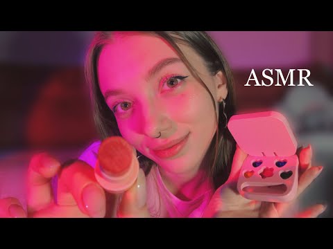 АСМР макияж деревянной косметикой ✨🌸 звуки рта, персональное внимание 🎀