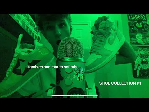 ASMR// Shoe Collection Pt1 💚Tapping on leather, suede, and more (mouth sounds added)