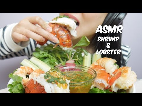 ASMR Giant Shrimp & Lobster with Spicy Seafood Sauce (EATING SOUNDS) NO TALKING | SAS-ASMR