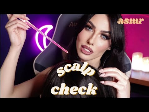 ASMR - Scalp check, Head Tingles (mouth sounds, hair play/brushing, head massage)