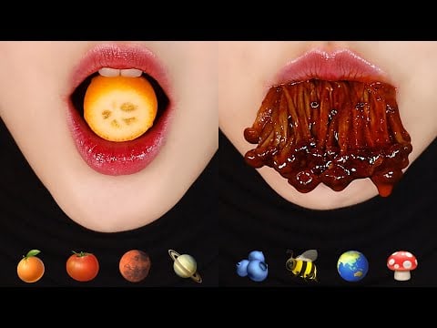 EMOJI FOOD CHALLENGE ASMR PLANET CHOCOLATE, HONEYCOMB ETC🐝