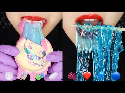 AESTHETIC FOODS ASMR UNICORN CHOCOLATE HONEY JELLY, NOODLE JELLY ASMR EMOJI ASMR 🦄