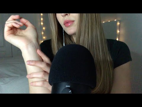 ASMR finger fluttering & skin rubbing + tapping