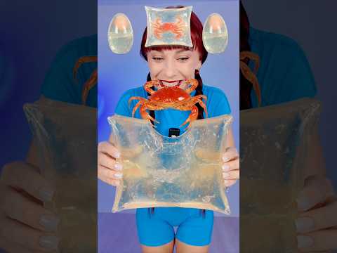 ASMR Real Jelly Egg VS Frozen Ai Crab Eating #mukbang #asmr