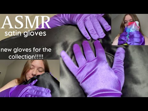 ASMR purple satin gloves