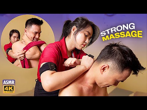 ASMR 🔥 She is a real massage QUEEN! Strong Foot and Back Massage!